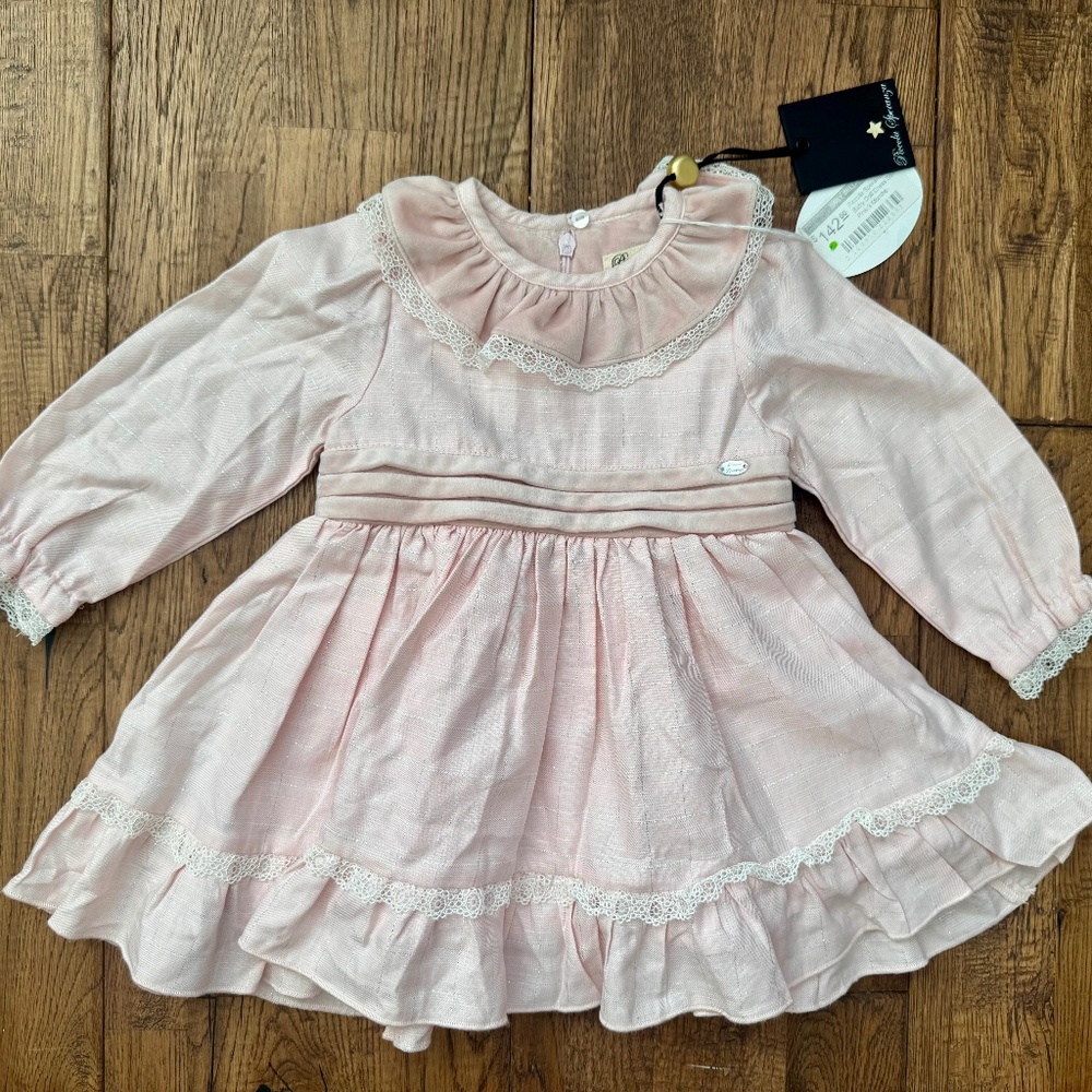 NWT Piccola Speranza Baby Doll Dress Soft Pink Girls Size 9 Months H